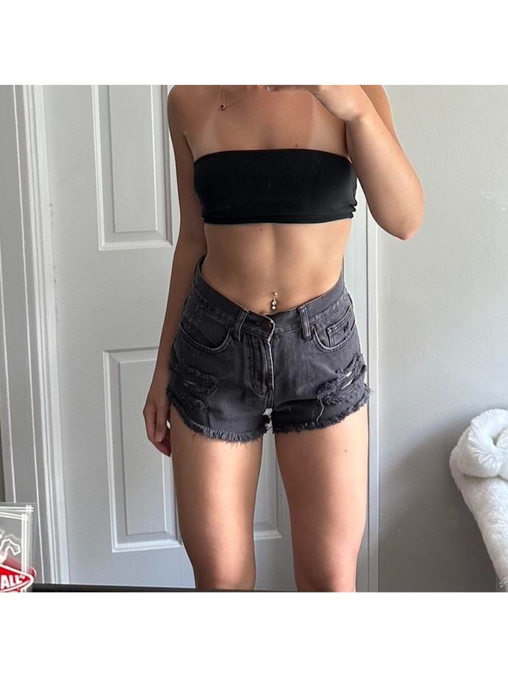black high waisted billabong denim shorts